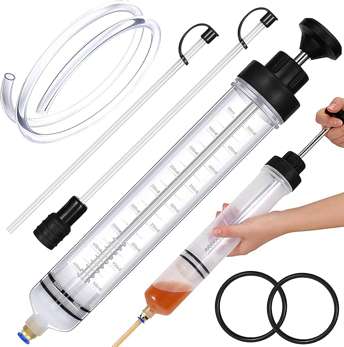 Liquid Extractor,500CC Fluid Extractor,Oil Pump with Hose,Automotive Syringe,Oil Suction for Oil Change with Extension Tubes
