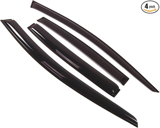 TuningPros Outside Mount Window Vent Visors Rain Guards Compatible with Chevrolet Malibu 2008-2012 | Side Window Wind Deflectors Rain Shields | Smoke Tinted, 4 Pcs Set, DGWV-076