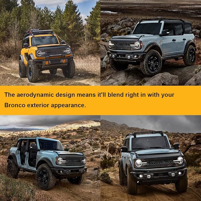 Hood Deflector Hood Protector Fit for Ford Bronco 4-Door & 2-Door 2021 2022 2023 2024 2025 Trail Armor Textured Black Hood Guard Shield Bug Deflector