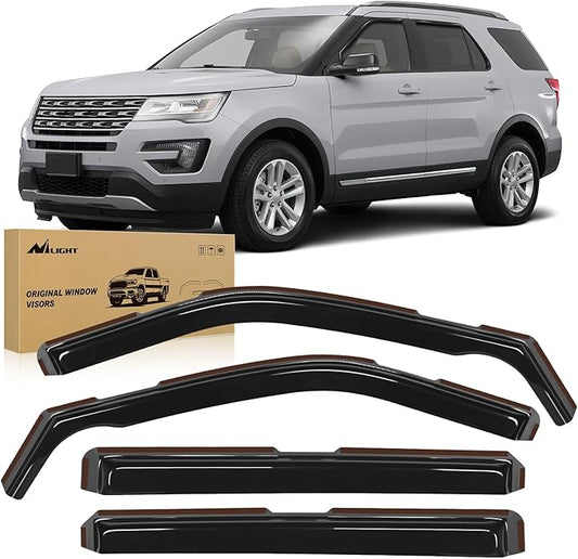 Nilight in Channel Window Deflectors for Ford Explorer 2011 2012 2013 2014 2015 2016 2017 2018 2019 Vent Window Visors,Rain Guards-4PCS