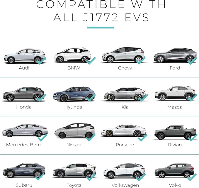 Lectron Level 2 J1772 Charger (WiFi Version) - 240V, 40 Amp, NEMA 14-50 Plug, 16 ft Extension Cord - Portable Electric Car Charger for J1772 Evs