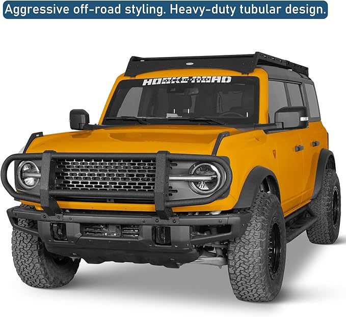 u-Box 2022 Bronco Full Bull Bar Front Bumper Brush Grille Guard Push Bar for 2021-2025 Ford Bronco with Factory Steel Modular Bumper