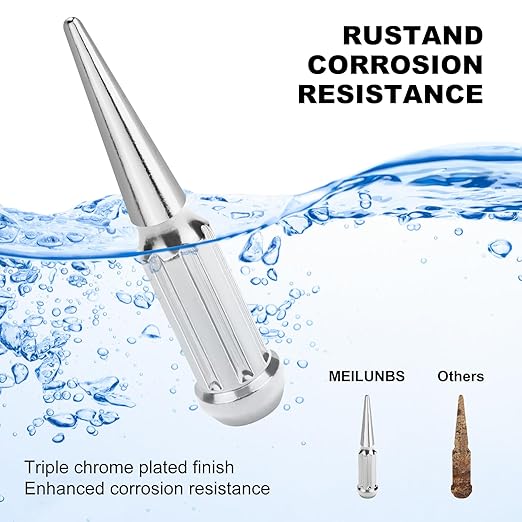 1/2‘’-20 Lug Nuts, Set of 24 Chrome Spline Spiked Lug Nut with Key for Chevrolet Silverado 1500, Ford F-150 1997-2024, Dodge Ram 1500 1994-2024, Toyota Tacoma 1995-2024