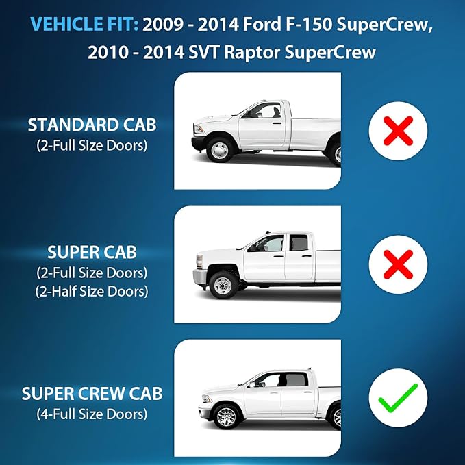Nilight Durable Rain Guards for Ford F150 Super Crew 2009-2014,F150 SVT Raptor 2010 2011 2012 2013 2014,Vent Window Visors,Window Deflectors-4PCS
