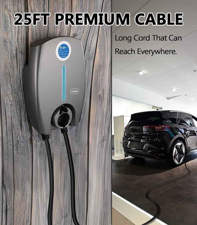 Home Smart Level 2 EV Charger up to 40 Amp, Indoor Outdoor Fast Charging Station with NEMA 14-50 Plug for All J1772 Electric Vehicles, Wi-Fi and Bluetooth Enabled EVSE, 25-Foot Cable