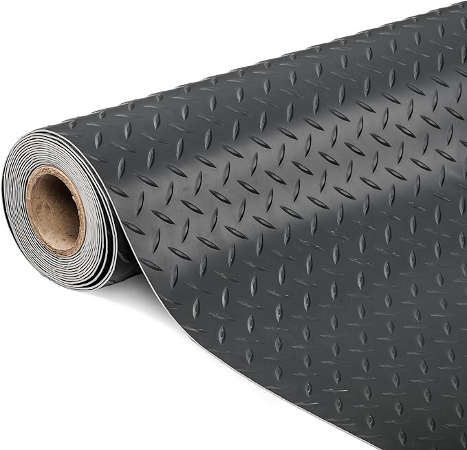 TUFFIOM 7.5x22 FT Garage Floor Mat, Thickened Diamond Plate PVC Garage Mats Flooring Roll for Under Car, Garage Parking Mats for Floor Large SUVs, MPV, Pickup Truck, RV
