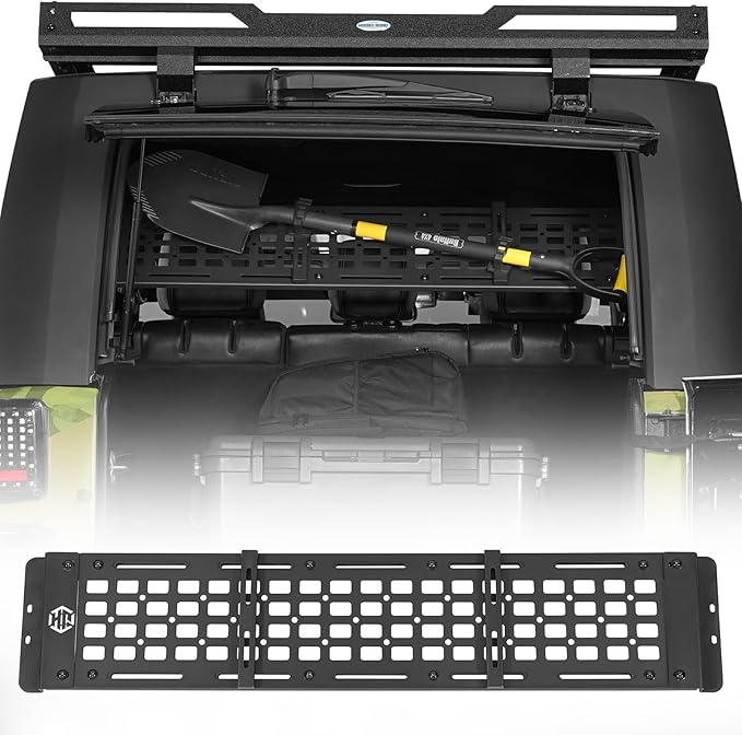 Hooke Road Roll Bar Storage MOLLE Panel Trunk Cargo Rack Shelf for 2007-2018 Jeep Wrangler JK Unlimited 4-Door Hardtop