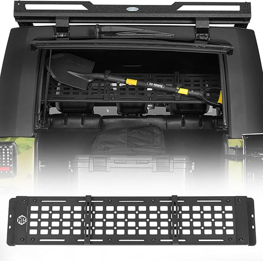 Hooke Road Roll Bar Storage MOLLE Panel Trunk Cargo Rack Shelf for 2007-2018 Jeep Wrangler JK Unlimited 4-Door Hardtop