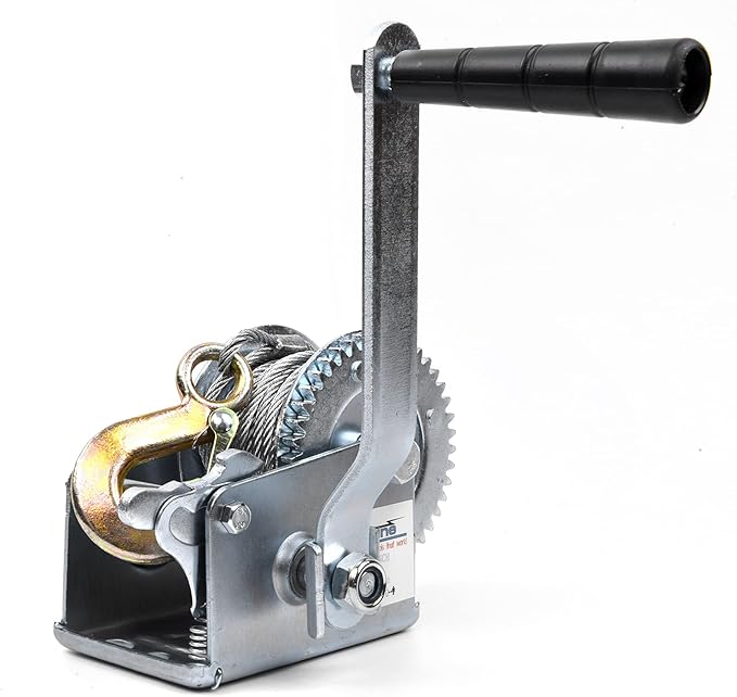 800lbs Hand Winch Steel Cable Boat Trailer Winch Two-Way Ratchet Gear Manual Winch Crane Weight Dock Leveling Winch with 8m Steel Wire for ATV Truck Towing