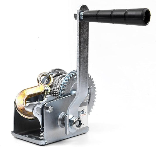 800lbs Hand Winch Steel Cable Boat Trailer Winch Two-Way Ratchet Gear Manual Winch Crane Weight Dock Leveling Winch with 8m Steel Wire for ATV Truck Towing