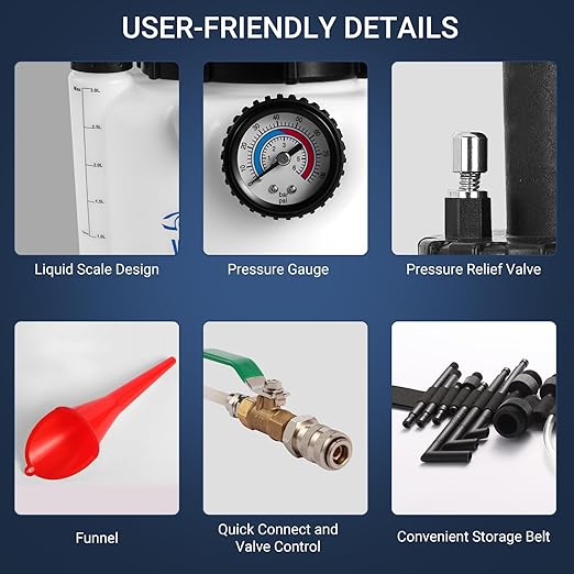 Wayona Transmission Fluid Transfer Pump 3L, 12 ATF Adapters, Manual Automotive Transmission Fill Pump Set Oil Filling Filler System Fluid Transfer Dispenser Pump Tool Kit with Pressure Gauge and Scale