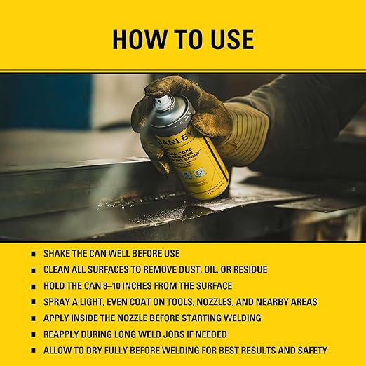Stanley AP90 Anti Spatter Welding Spray (2x13.5 Oz.) – Heavy Duty Welding Anti-Spatter Spray for Arc, MIG and TIG Tips, Non-Flammable Silicone-Based Spray for Clean & Safe Welding | 13.5 Oz. 2 Pack