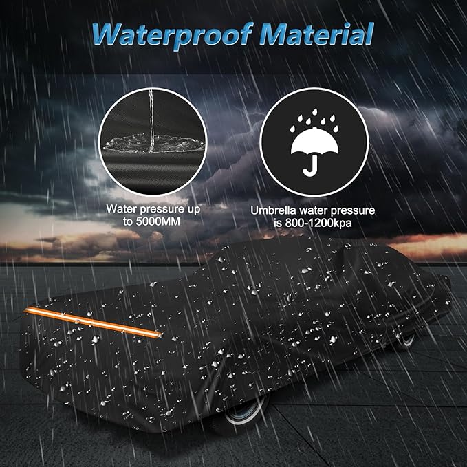 Car Cover for Cadillac Deville 1959-1984 Sedan de Ville 4 Door Car Covers All Weather Protection Waterproof Windproof Outdoor Full Car Cover with Door Zipper