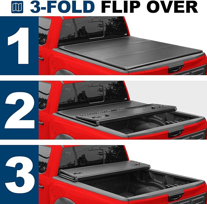 FASTFIT Hard Tri-Fold Tonneau Cover Fits 2020-2025 Chevy Silverado/GMC Sierra 2500 HD 3500 HD with 6.9ft (82.2in) Truck Bed w/o Multi-Flex Tailgate | On Top |
