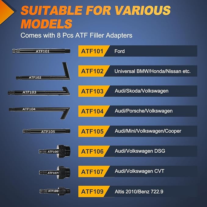 GOOACC Transmission Fluid Pump Kit 3L Automotive Manual Oil Pump Extractor ATF Refill Dispenser Transfer Pump with 8 ATF Filler Adapters Oil Filling Filler Manual System Fluid Extractor Pump Tool Kit