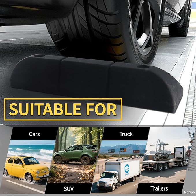Parking Stopper for Garage Parking Aid 12 Pack Block, Car Truck Curb Floor Parking Lot Wheel Tire Stops Bumpers with Bolt Installation, Rubber Vehicles Aid Gadgets