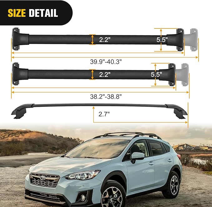 Nilight Roof Rack Cross Bars Fit for Subaru Forester 2014 2015 16 17 18 19 20 21 22 2023 Aluminum Heavy Duty Rails Crossbars with Rubber Pad for Rooftop Cargo Carrier Kayak(Only Fit Raised Side Rails)