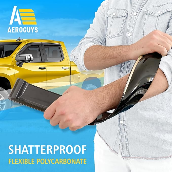 Extra Durable Window Deflectors Tape-On Window Visors Rain Guards Fit for Chevrolet (Chevy) Silverado 1500 2019-2026 Double Cab, Sun Visors, Wind Vent for Shades, Exterior Car Accessories- 4pcs.AG0024