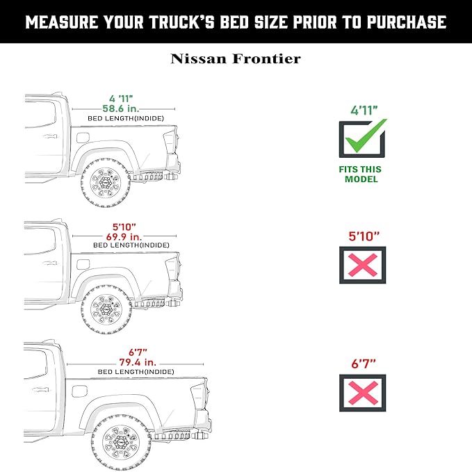 Hard Folding Truck Bed Tonneau Cover|THTF033|Fits 2005-2026 Nissan Frontier 5ft Bed (60")