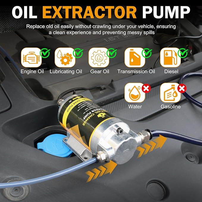 MILADO 12V 100W Electric Oil Change Extractor Pump,1-4L/min Portable Fluid Extractor Transfer Pump for Engine Oil, Diesel, Transmission Fluid, Gear Oil, for Boat, Car, Truck, Motorcycle, Lawnmower