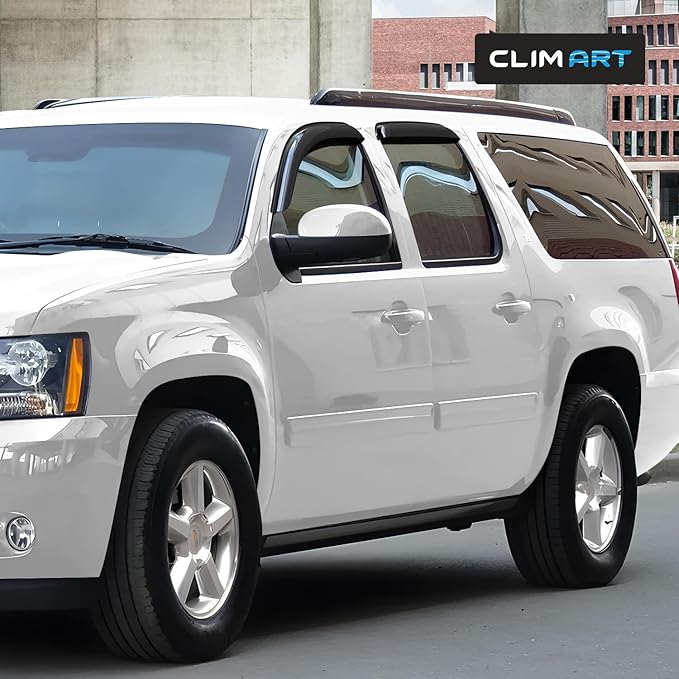 CLIM ART Incredibly Durable Rain Guards Compatible with Suburban 1500 2007-2014/2500 2007-2013, Original Tape-on Window Deflectors, Vent Deflector, Window Visors, Car Accessories, 4pcs. - 407180