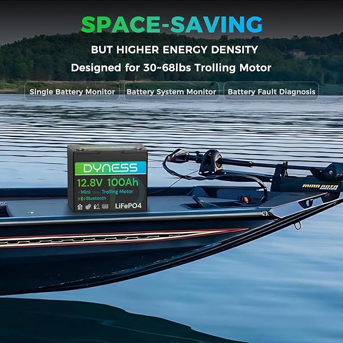 12V 100Ah LiFePO4 Lithium Battery with Bluetooth, Group 24,Max.1280Wh Energy, Built-in 100A BMS with Low-Temp Protection, Perfect for Trolling Motor RV,Boat, Solar System
