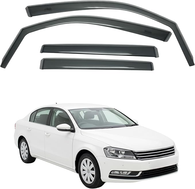 in-Channel Car Window Rain Guard Compatible with VW Passat B7 4-Door Sedan2010-2015 Front 2pcs, Taiwan Made Precise & Transparent Car Wind Deflectors No Water Leakage Visors