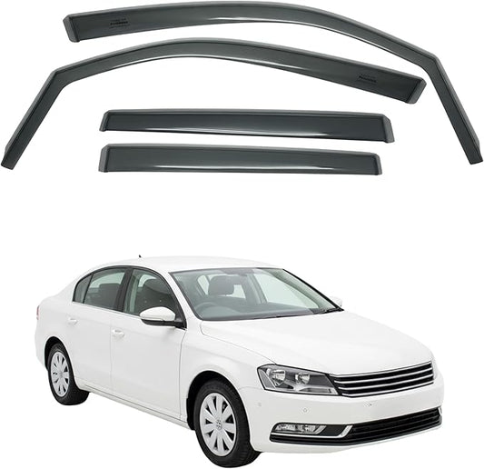 in-Channel Car Window Rain Guard Compatible with VW Passat B7 4-Door Sedan2010-2015 Front 2pcs, Taiwan Made Precise & Transparent Car Wind Deflectors No Water Leakage Visors