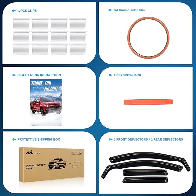 Nilight Vent Window Visors for Hyundai Santa Cruz 2022 2023 2024 2025, in-Channel Rain Guards, Original Window Deflectors-4PCS