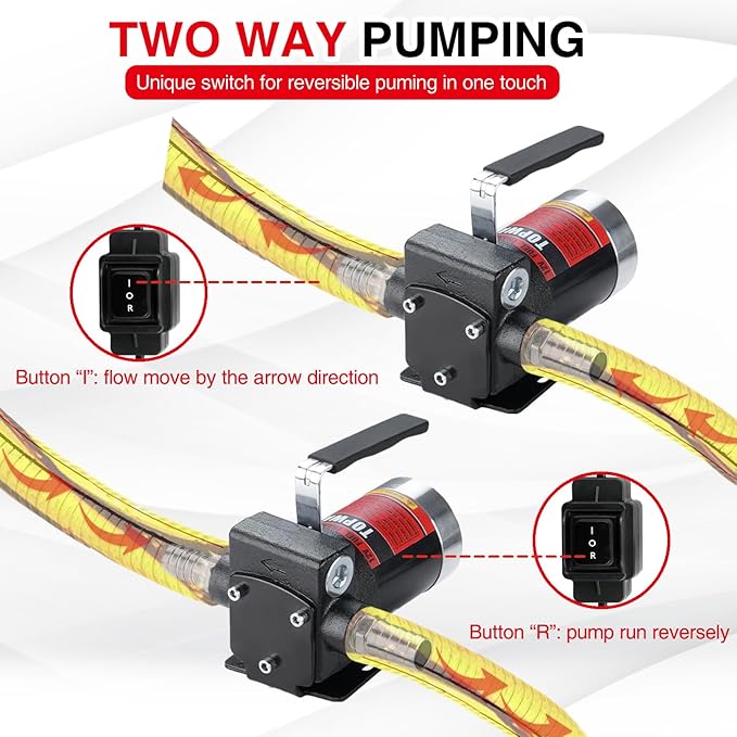 TOPWAY 110V Gasoline Fuel Pump Kit, Self-priming Oil Transfer Pump with Handle, Reversible Pumping, Overheat Protection, Explosion-Proof, Oil Hose, Nozzle for Gasoline Fuel Diesel Kerosene Removal