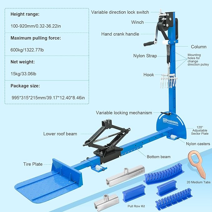 Car Sheet Metal Dent Repair Tool - Automotive Sheet Metal Repair Tools,PDR Tools with Pull Row and ot Pieces,3 in 1 PDR Dent Puller Kits