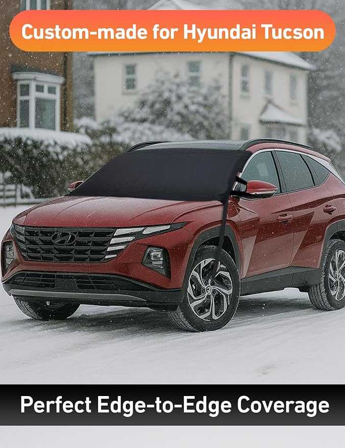 EcoNour Car Snow Cover Compatible for Hyundai Tucson | Windshield Cover for Ice and Snow with S-Hook Straps | Heavy-Duty 600D Oxford Winter Car Cover, Waterproof & Anti-Slip