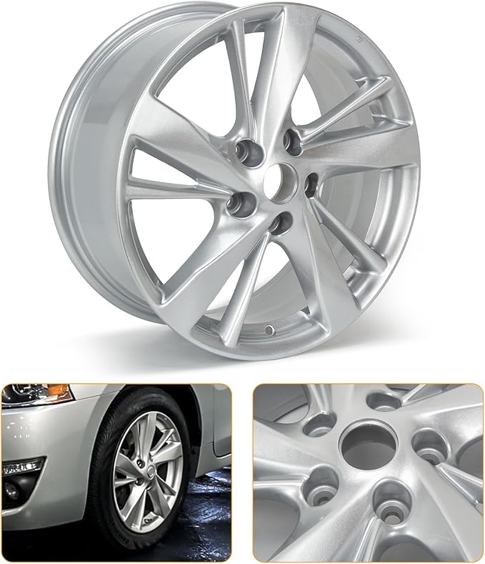 New 17''x7.5'' Aluminum Alloy Replacement for OE Wheel Rim Compatible with Nissan-Altima 2013-2016, Silver, 62593,PCD 5x114.3, 2 Sets
