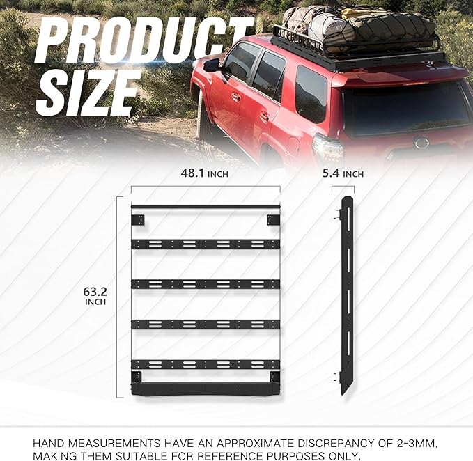 3/4-Length Roof Rack Cargo Basket Compatible with 2010-2024 Toyota 4Runner 5th Gen Cargo Carrier, Streamlined Heavy-Duty Overland Rooftop Luggage Storage Holder Cargo Racks, 350 LBS Capacity