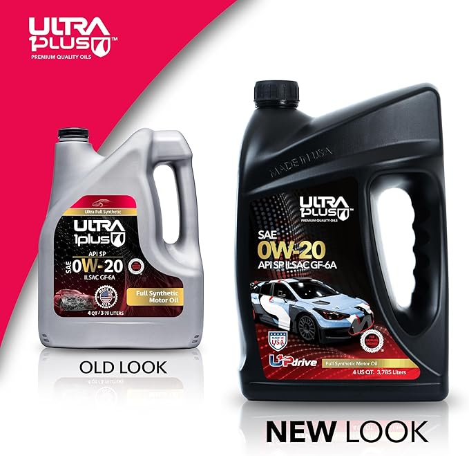 ULTRA 1PLUS SAE 0W-20 Full Synthetic Oil API SP ILSAC GF-6A - 0W20 Motor Oil, 6 Quarts