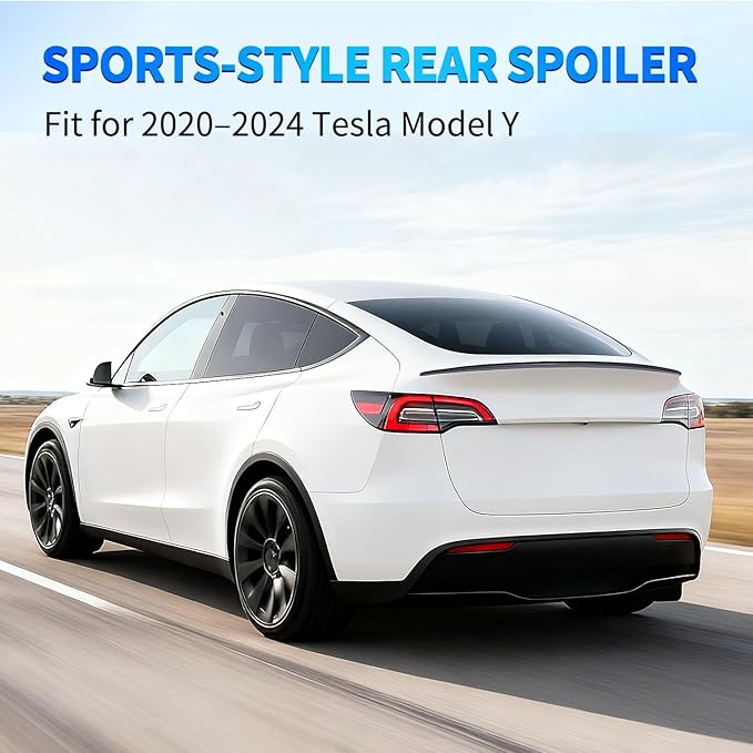 Nilight Spoiler Fit for Tesla Model Y 2020 2021 2022 2023 2024 Spoilers for Cars Rear Spoiler Wing Sporty Rear Trunk Lip Exterior Accessories Easy No-Drill Installation ABS Carbon Fiber Pattern