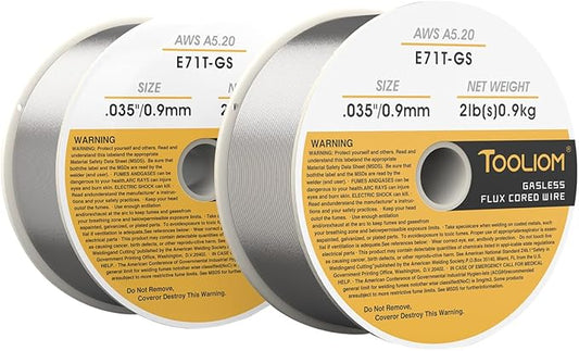 TOOLIOM E71T-GS .035" Diameter 2-Pound Spool Flux Core Self-shielded Carbon Steel MIG Welding Wire 2 PCS