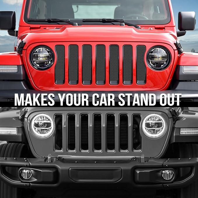 moveland Grill Insert for Jeep JL - Aluminum Alloy Mesh Grille Grid Insert Screen Compatible with Jeep Wrangler JL & Jeep Gladiator 2018 2019 2020 2021 2022 2023 2024