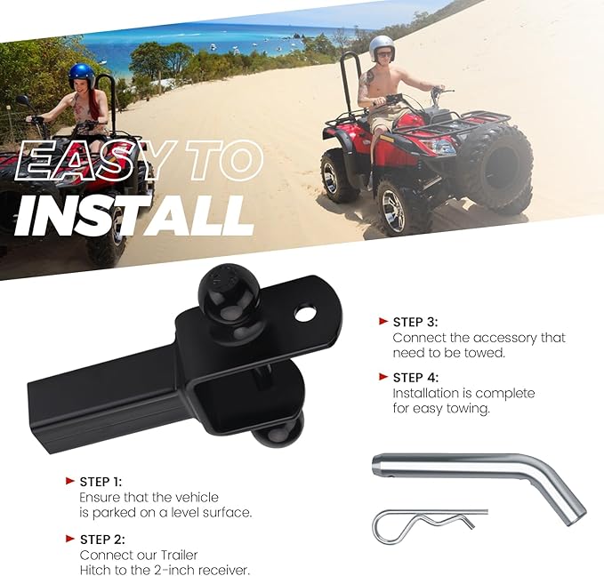 ATV/UTV Dual Ball Trailer Hitch Receiver Hitch Towing Ball Mounts 5000 LBS GTW-Multi Hitch,2 Inch & 1-7/8 Inch Ball,Fits 2-inch Receiver,1-inch Rise,3-in-1 ATV/UTV Multi-Hitch with Pin by puxyblue