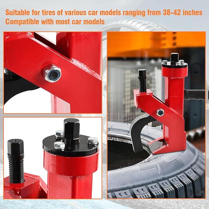 Pneumatic Bead Breaker Heavy Duty Tire Change Tool, Tire Scraping Machine Effortless Tire Changing for Car Trucks Tractor ATV RV - Red