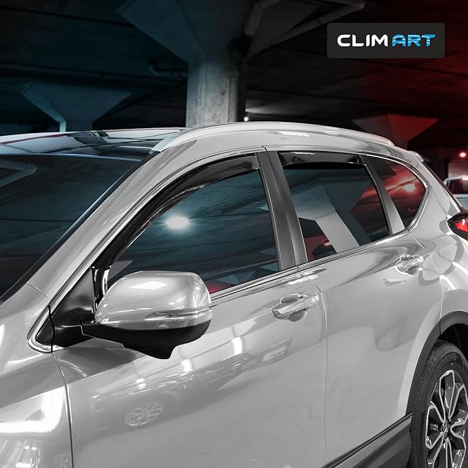 CLIM ART in-Channel Incredibly Durable Rain Guards for Honda CR-V (CRV) 2017-2022, Original Window Deflectors, Vent Deflector, Vent Window Visors, Dark Smoke Car Accessories, 4 pcs - 617021LPf