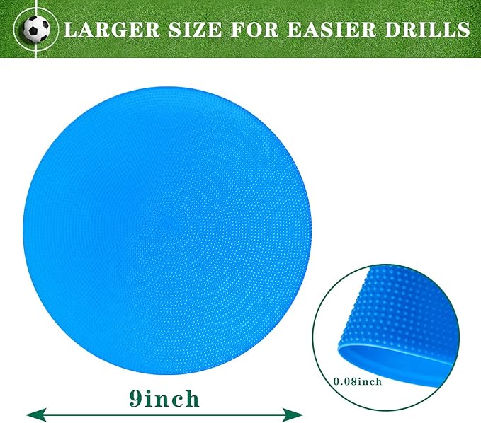 Spot Markers Rubber Floor Dots 9inch Non Slip Agility Dots Flat Cones for Kids Sports Soccer Basketball Training, Social Distancing, Preschool Kindergarten Classroom