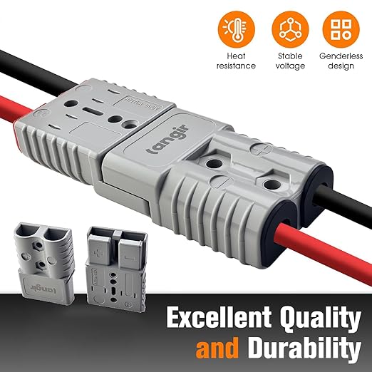 4 Pack 120AMP Battery Quick Connect Disconnect Kit - 4 Gauge Wire Harness Plug Set for Winch, RV, Truck, Car, ATV, Motor - Heavy Duty Power Connector with Cables (Gray)