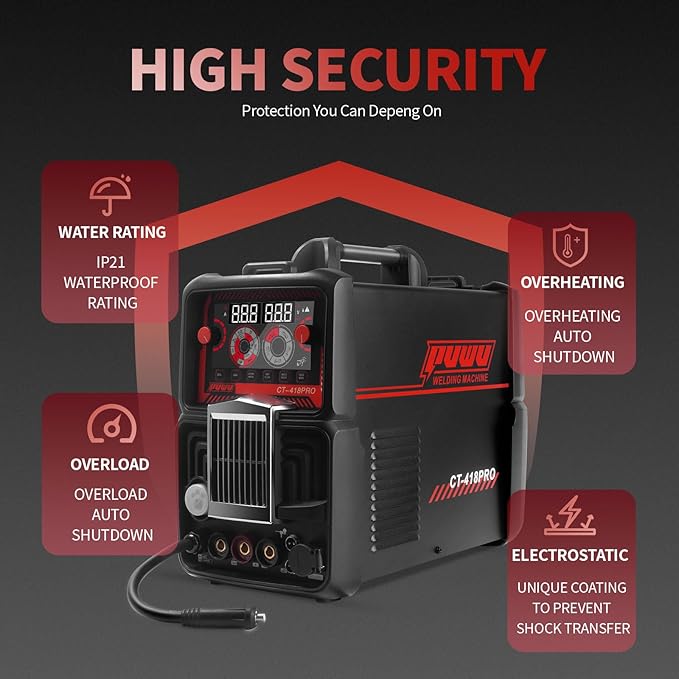 Plasma Cutter Welder Combo Gas MIG/Gasless MIG/Lift TIG/Stick/CUT 5 in 1 Aluminum Welding Machine with 110V/220V Dual Voltage Multi Process Welder