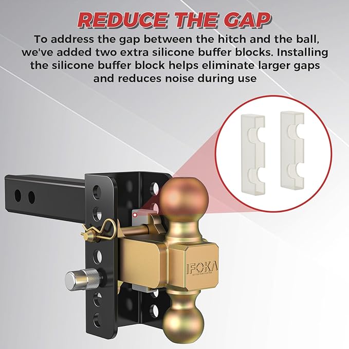 Adjustable Trailer Hitch, 4 Inch Drop Hitch Ball Mount, 20,000 LBS GTW, Tow Hitch for Heavy Duty Truck with Double Hitch Locks and Pin, Solid Shank (2.5 Inch Receiver)