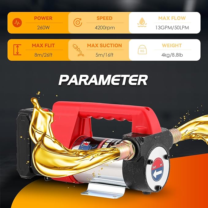 Mxmoonant 12GPM Cordless Diesel Transfer Pump, Electric Oil Change Pump, Portable Self Priming Fuel Transfer Pump, with Two 2000mAH Lithium Battery, for Kerosene Boat Truck