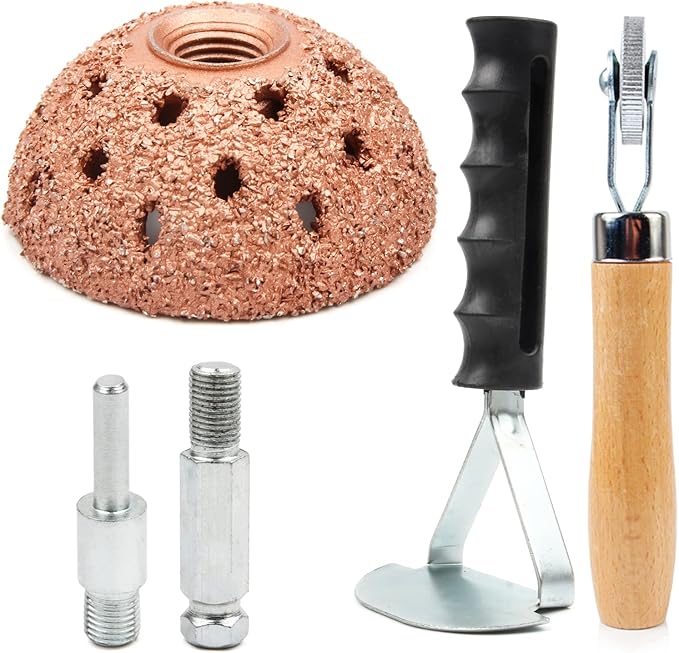 Tire Repair Patch Tools - 42mm Tungsten Steel Buffing Wheel & Tire Patch Roller Scraping Cutter Kit