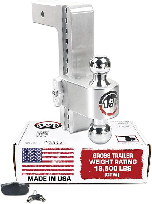 Weigh Safe Adjustable Trailer Hitch Ball Mount - 10" Adjustable Drop Hitch for 2.5" Receiver - Premium Heavy Duty Aluminum Trailer Tow Hitch w/ Chrome Plated Tow Balls (2" & 2 5/16") - 18,500 lbs GTW
