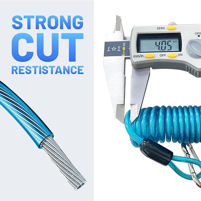 MECMO Trailer Breakaway Switch 4ft Brake Away Coiled Cable Large Carabiner, RV Camper Trailer Emergency Electric Break Switch with 4 Feet Stainless Steel Spring Towing Wire Safety Lanyard w/Pull Pin