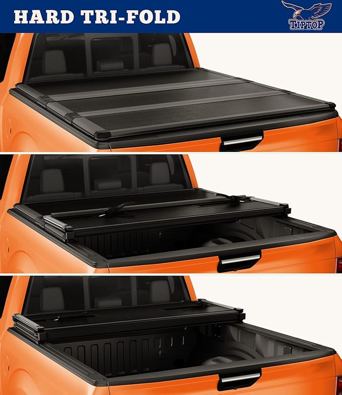 TIPTOP Tri-Fold Hard Tonneau Cover Truck Bed FRP On Top for 2015-2025 F150 6.5ft Bed (78.9") | TPM3 |